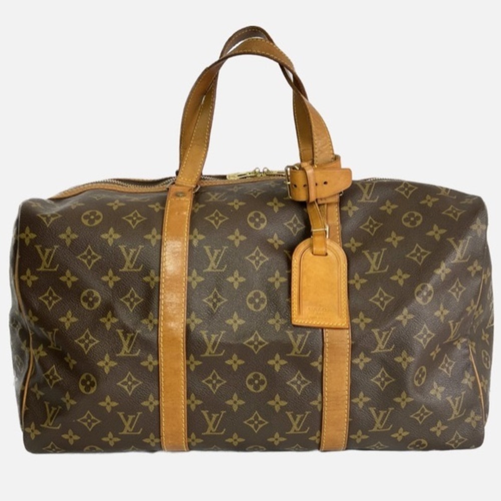 Auth Louis Vuitton Monogram Sac Souple 45 Boston Brown
